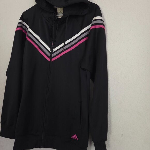 Adidas Essentials Warm-Up Slim 3 Striped Track Jacket Size XL - Black / Pink - Picture 3 of 8